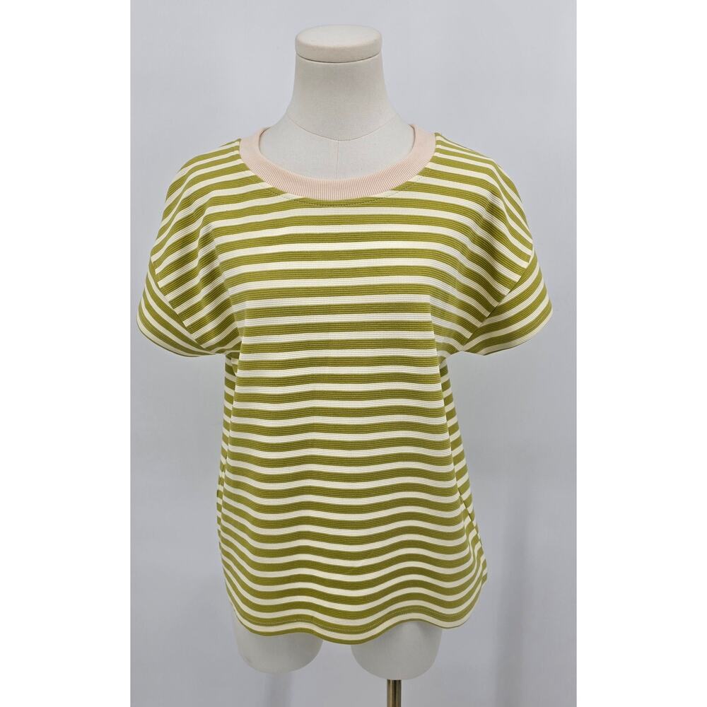 Staccato Tessa Striped Tee In Oyster and‎ Chartreuse